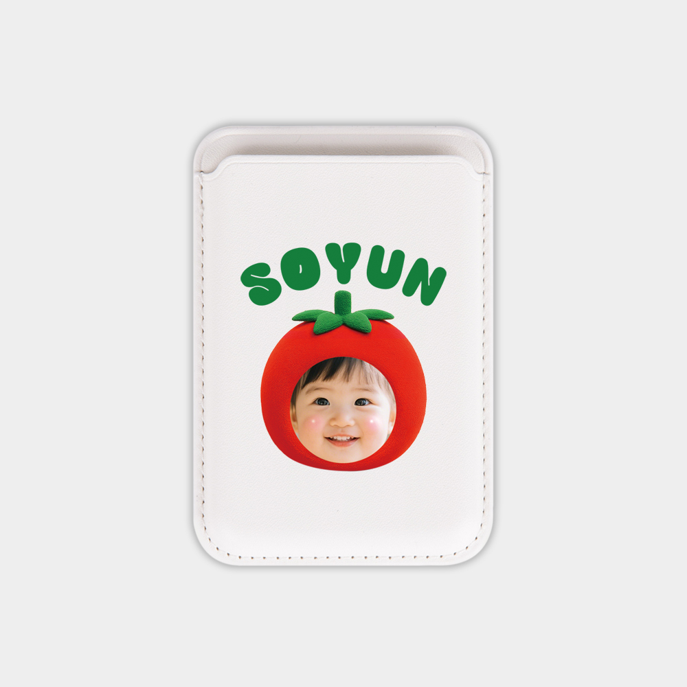 우리 아이 커스텀 카드지갑 · 토마토 — 토마토 속에 얼굴이 쏙 들어간 그림