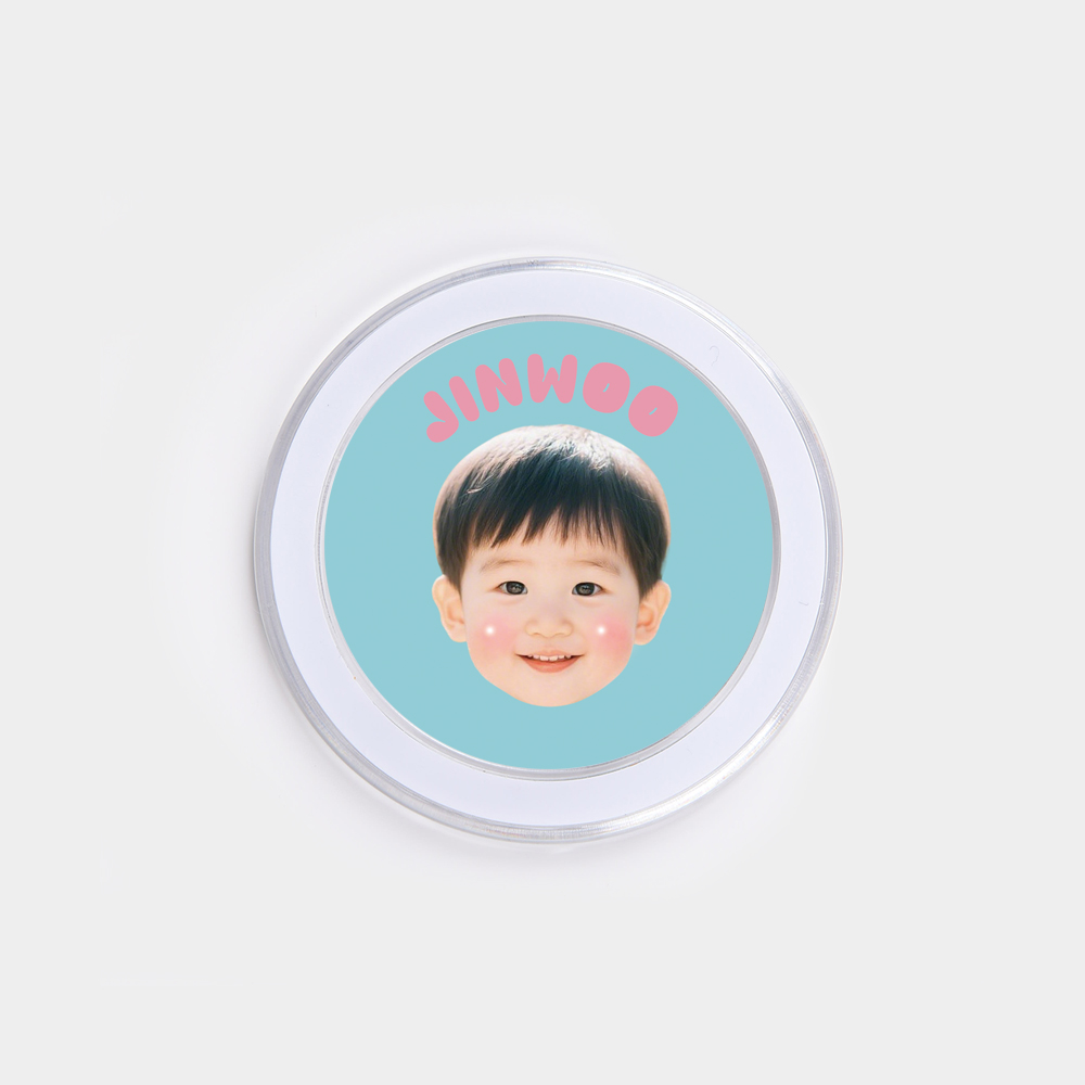 우리 아이 커스텀 그립톡 · 솜사탕네임 · 민트 — 솜사탕처럼 폭신한 파스텔 배경에 이름