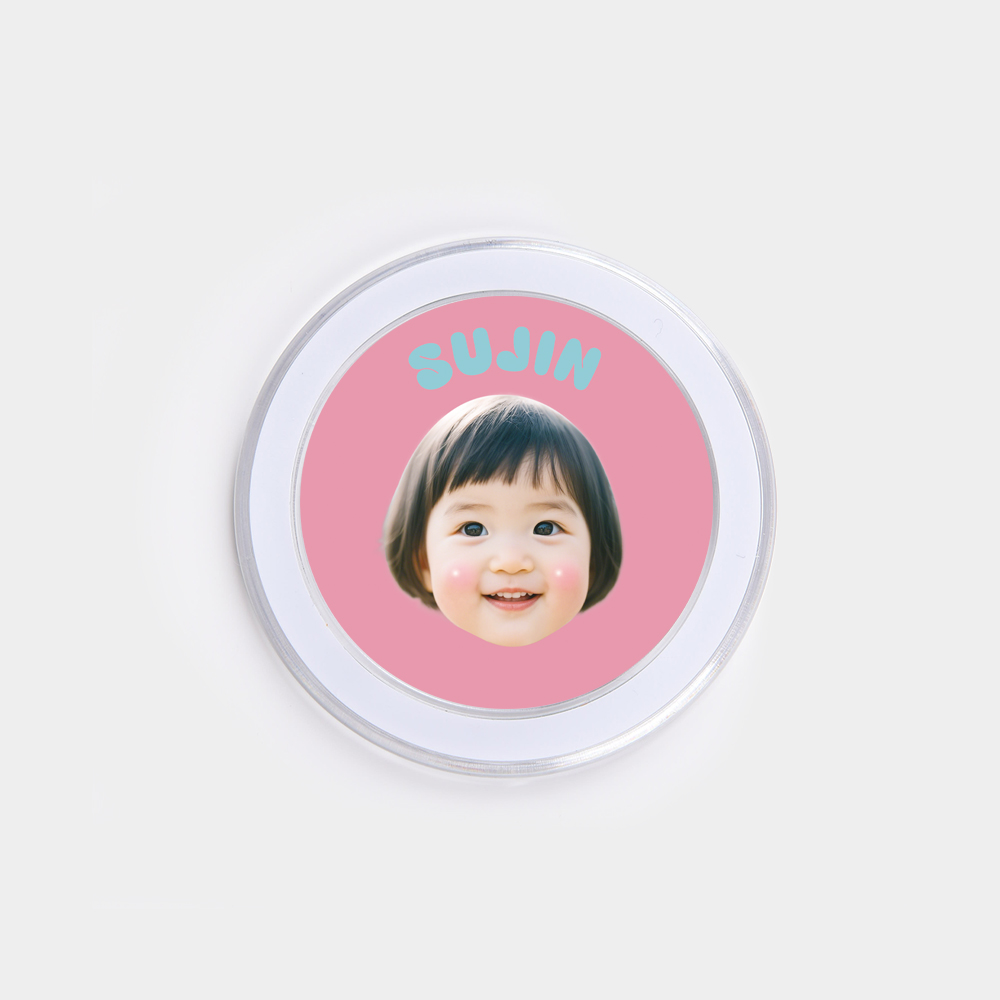 우리 아이 커스텀 그립톡 · 솜사탕네임 · 핑크 — 솜사탕처럼 폭신한 파스텔 배경에 이름