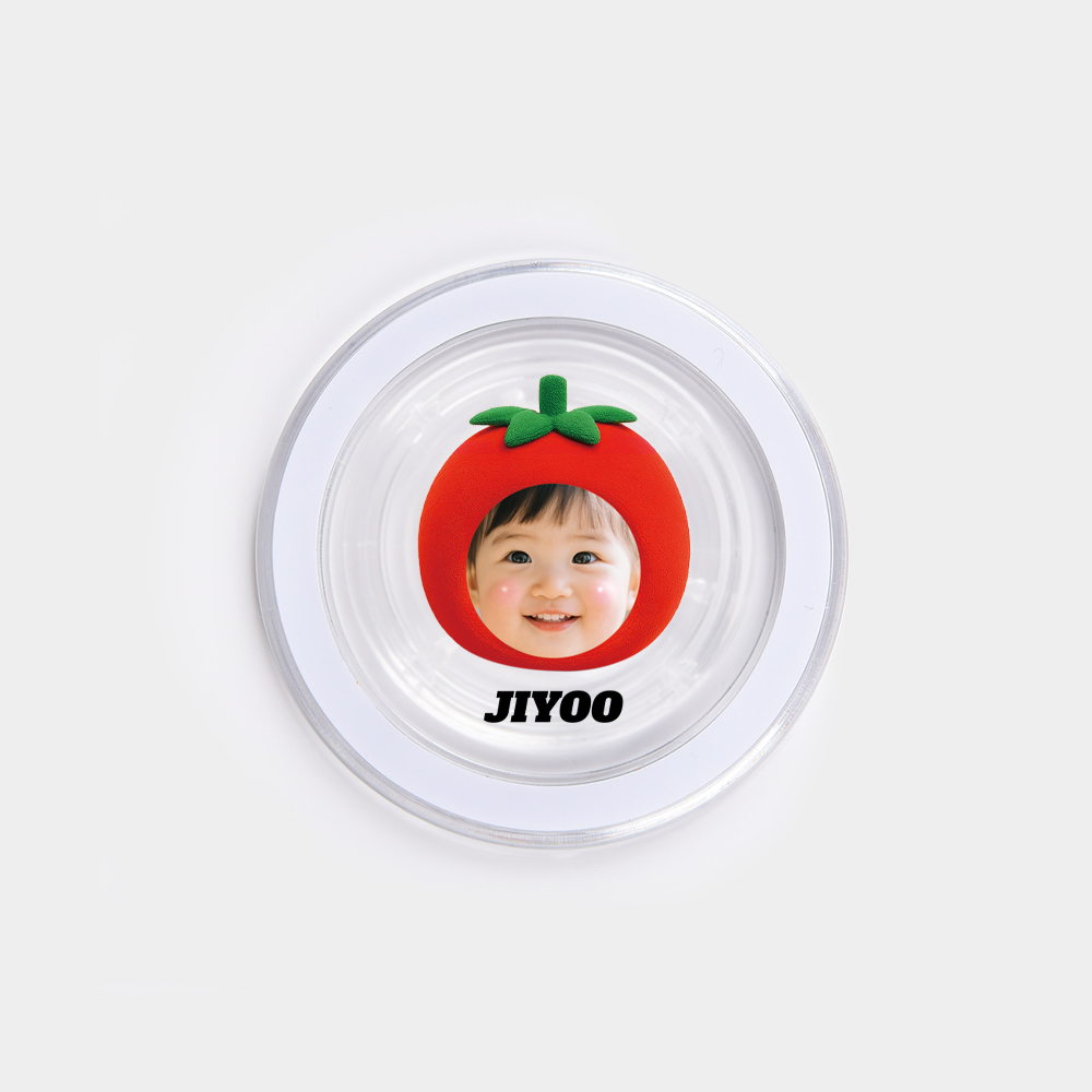우리 아이 커스텀 그립톡 · 토마토 — 토마토 속에 얼굴이 쏙 들어간 그림